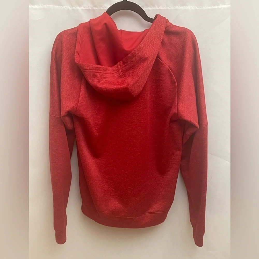 Adidas Red Full Zip Hoodie Sweatshirt Small S Logo Front Pockets Drawstring